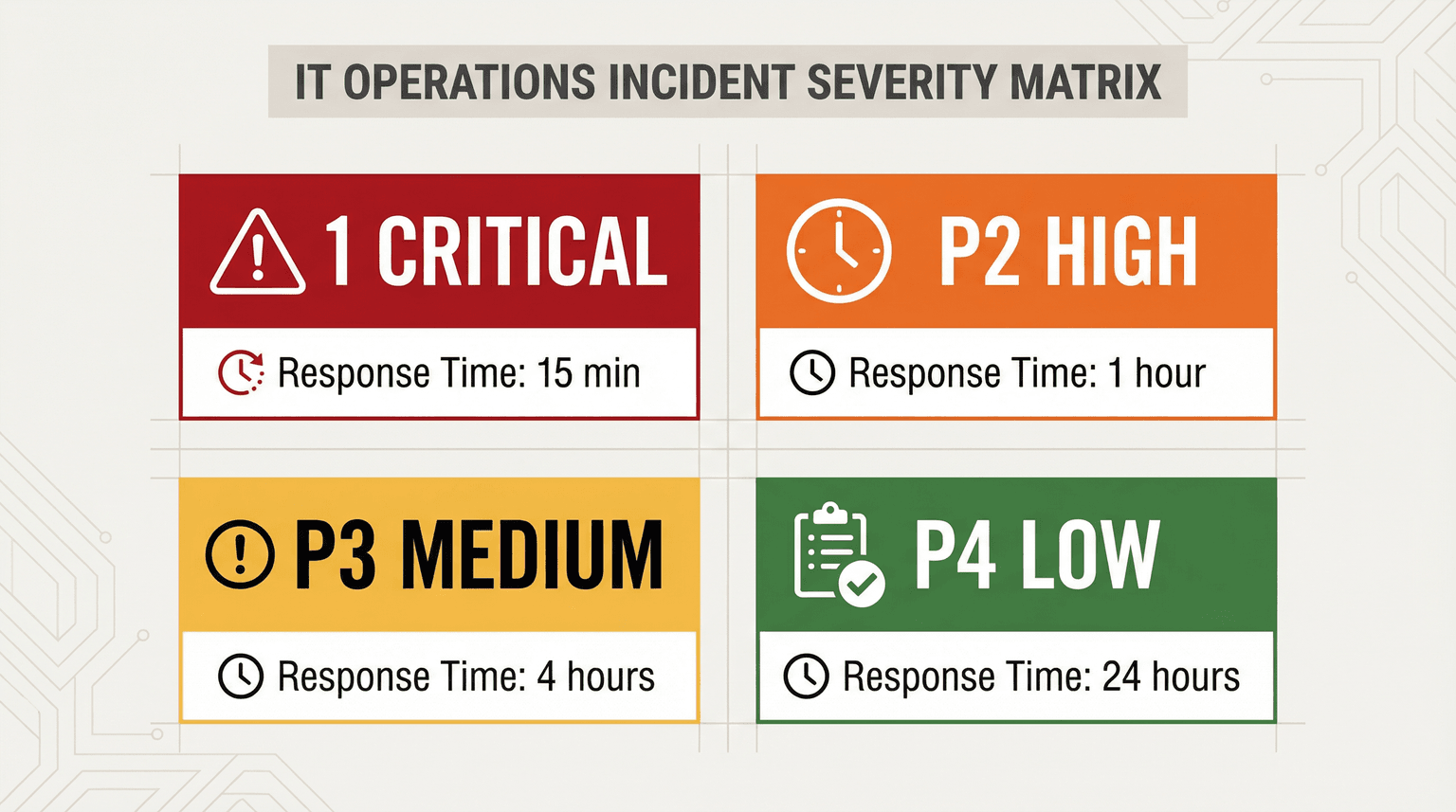 Incident severity classification matrix