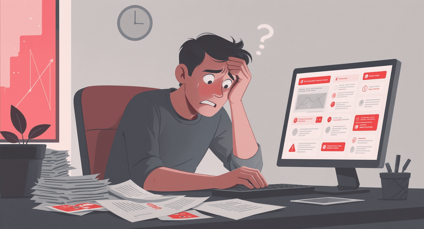 Frustrated user struggling with confusing documentation